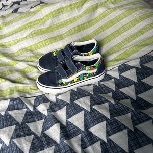 Vans brand name Navy Blue Sneakers with Velcro Straps and Colorful Pattern